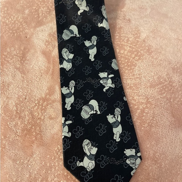 Winnie-the-Pooh Other - Charming Black and White Cartoon Print Men's Tie